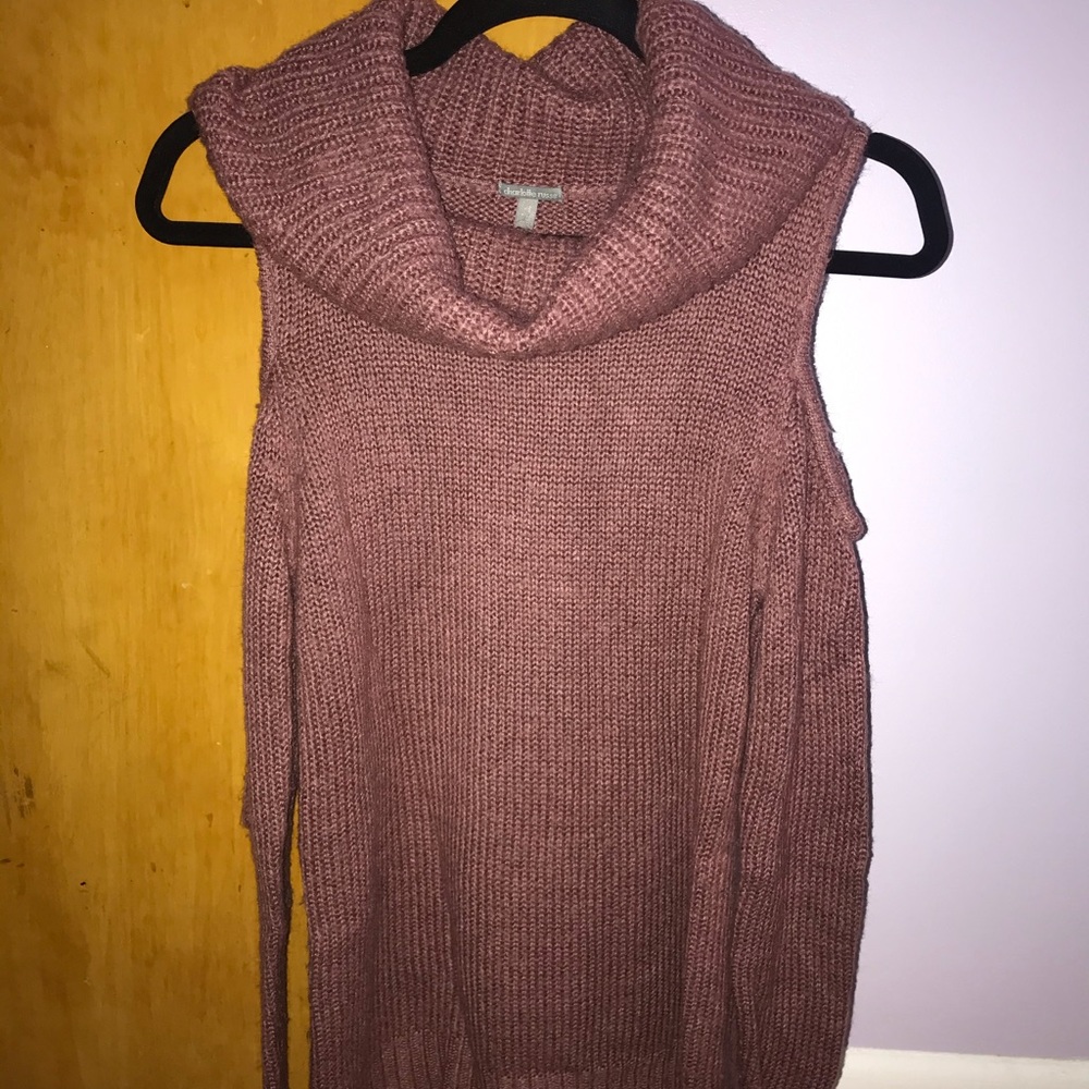 Dark Mauve Open Shoulder Sweater